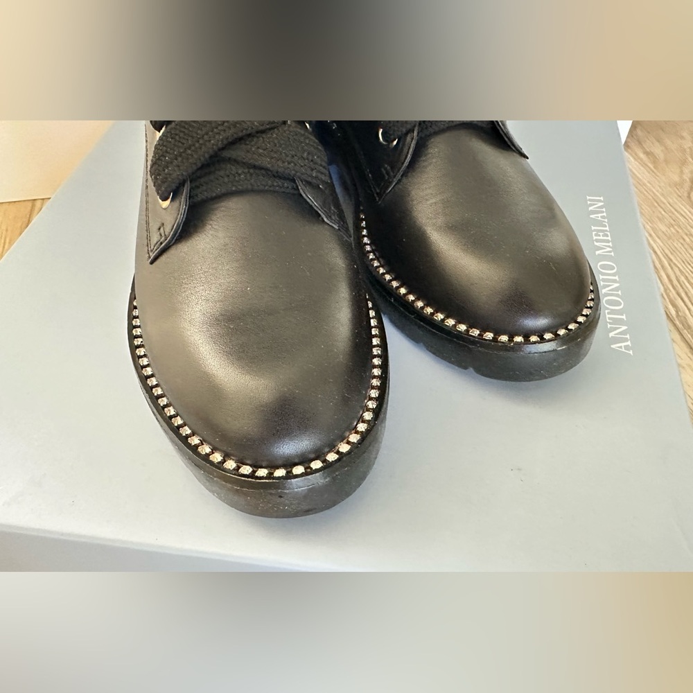Antonio Melani Black Rhinestone Combat Boots. NIB - Picture 3 of 9